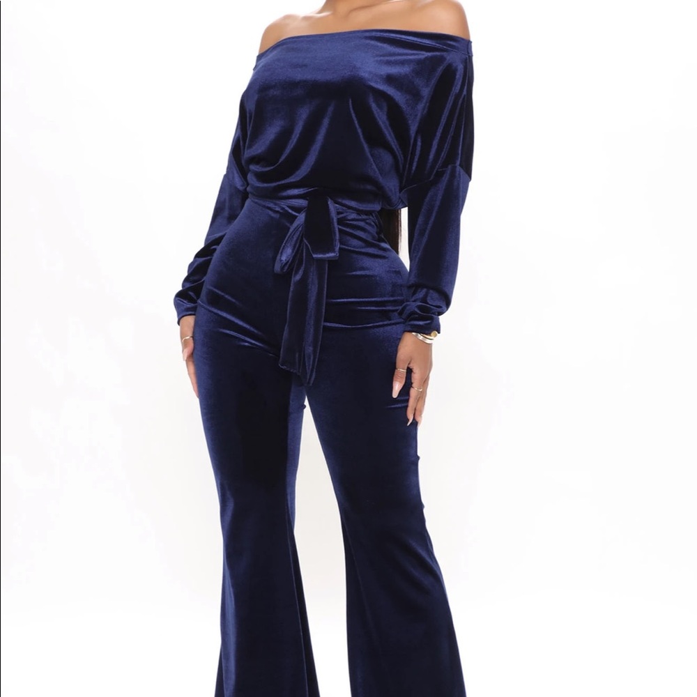 Pro lounger flare velvet jumpsuit